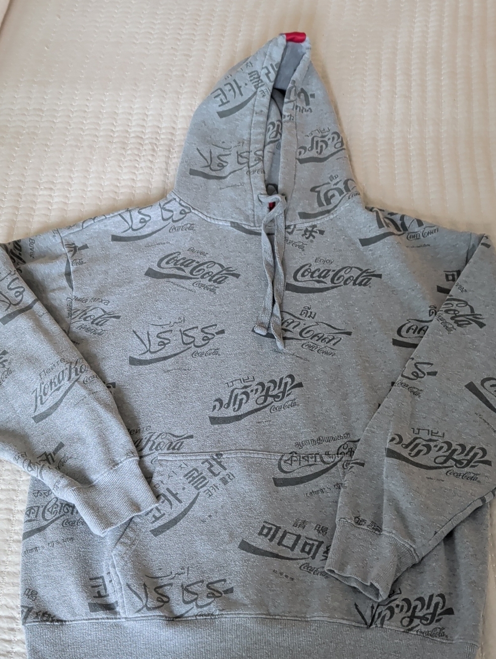 Coca Cola Grey All-Over Logo Pullover Hoodie